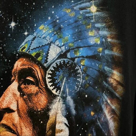 Fruit of the Loom Honduras Y2K Native American Chief Galaxy Space Size XXL - Picture 8 of 14